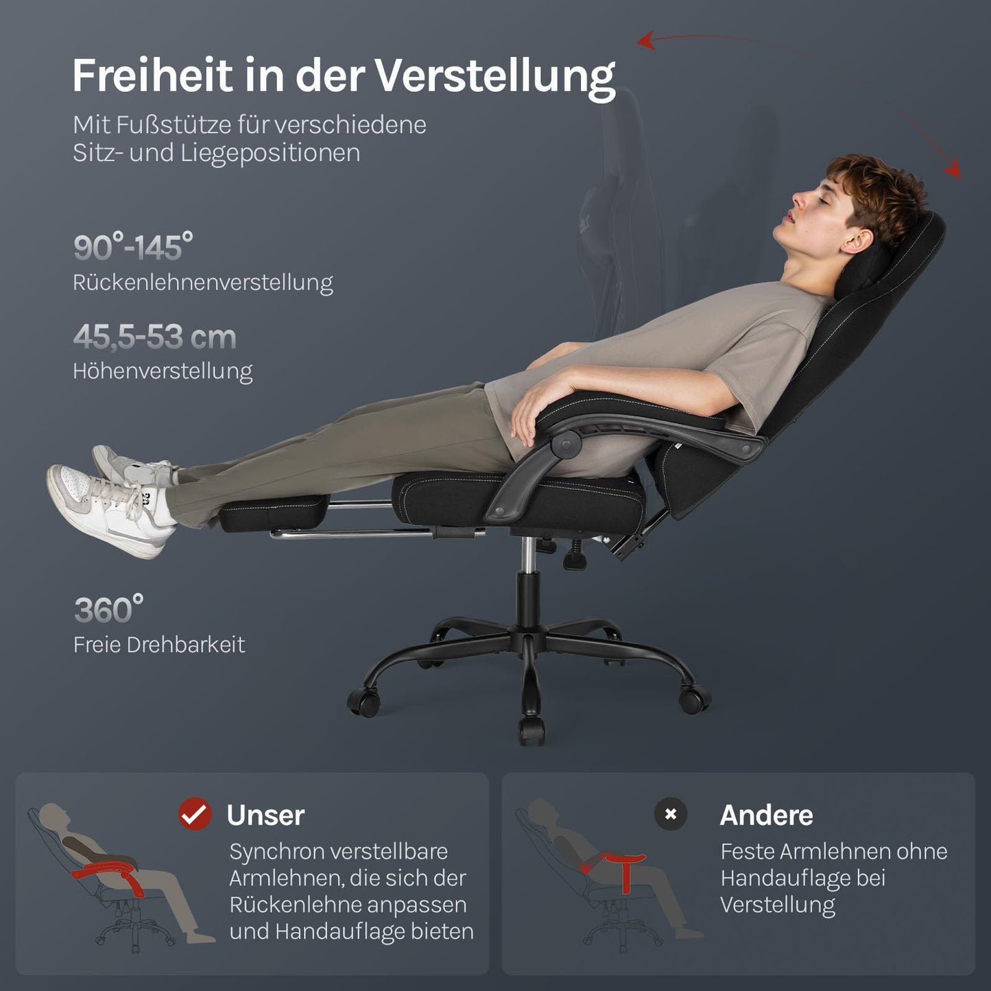 Woltu Gamingstoel - Ergonomisch - Massagefunctie - Voetensteun - 150 kg - Zwart/Wit