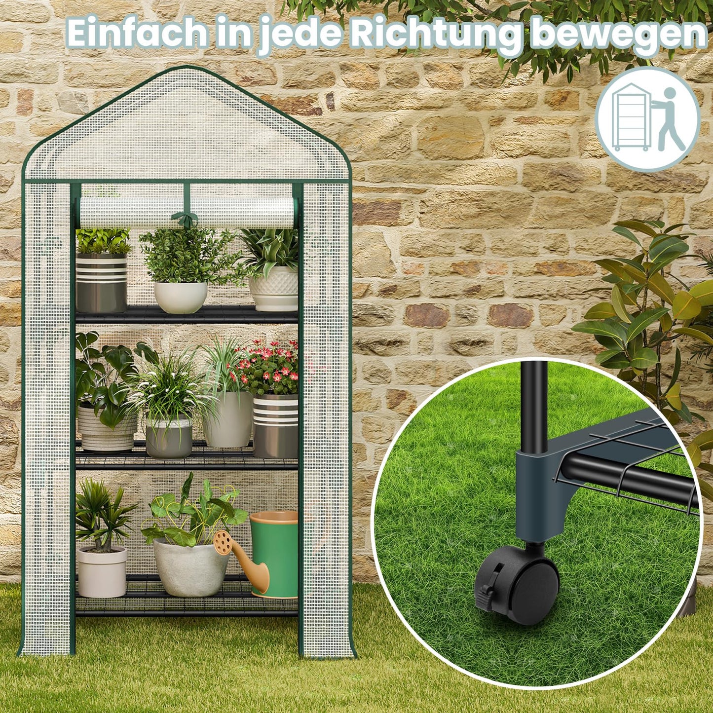Woltu Foliekas - Op Wielen - 3 Schappen - 70x50x131 cm - Semi Transparant Wit