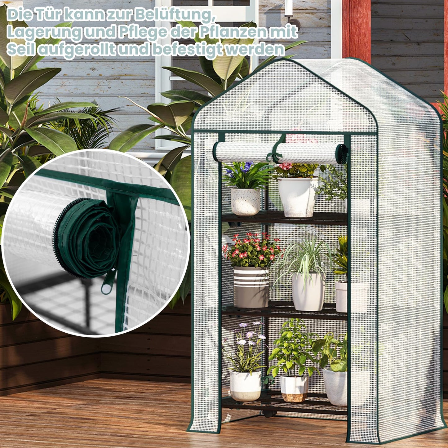 Woltu Foliekas - Op Wielen - 3 Schappen - 70x50x131 cm - Semi Transparant Wit