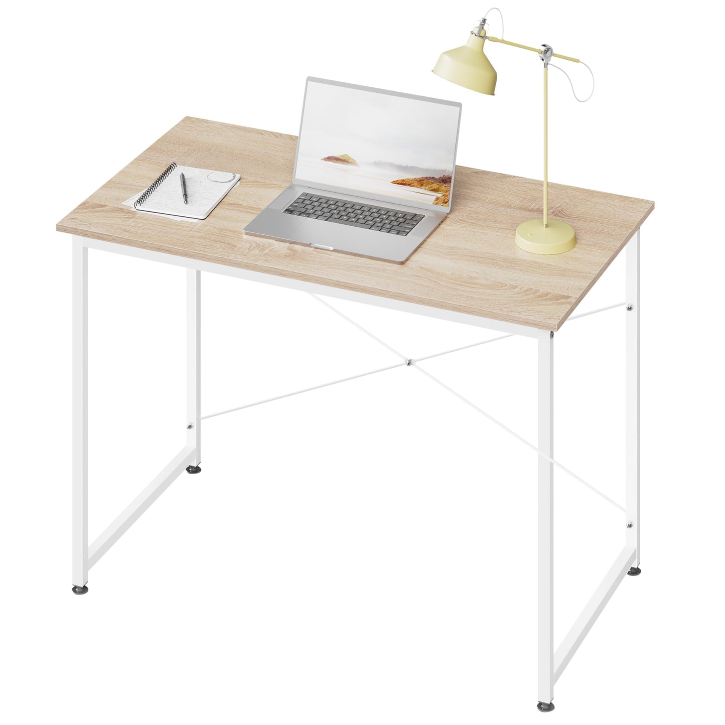 Woltu Computerbureau - 100x75x50 cm - E1 Hout - Metalen Frame - Licht Eiken