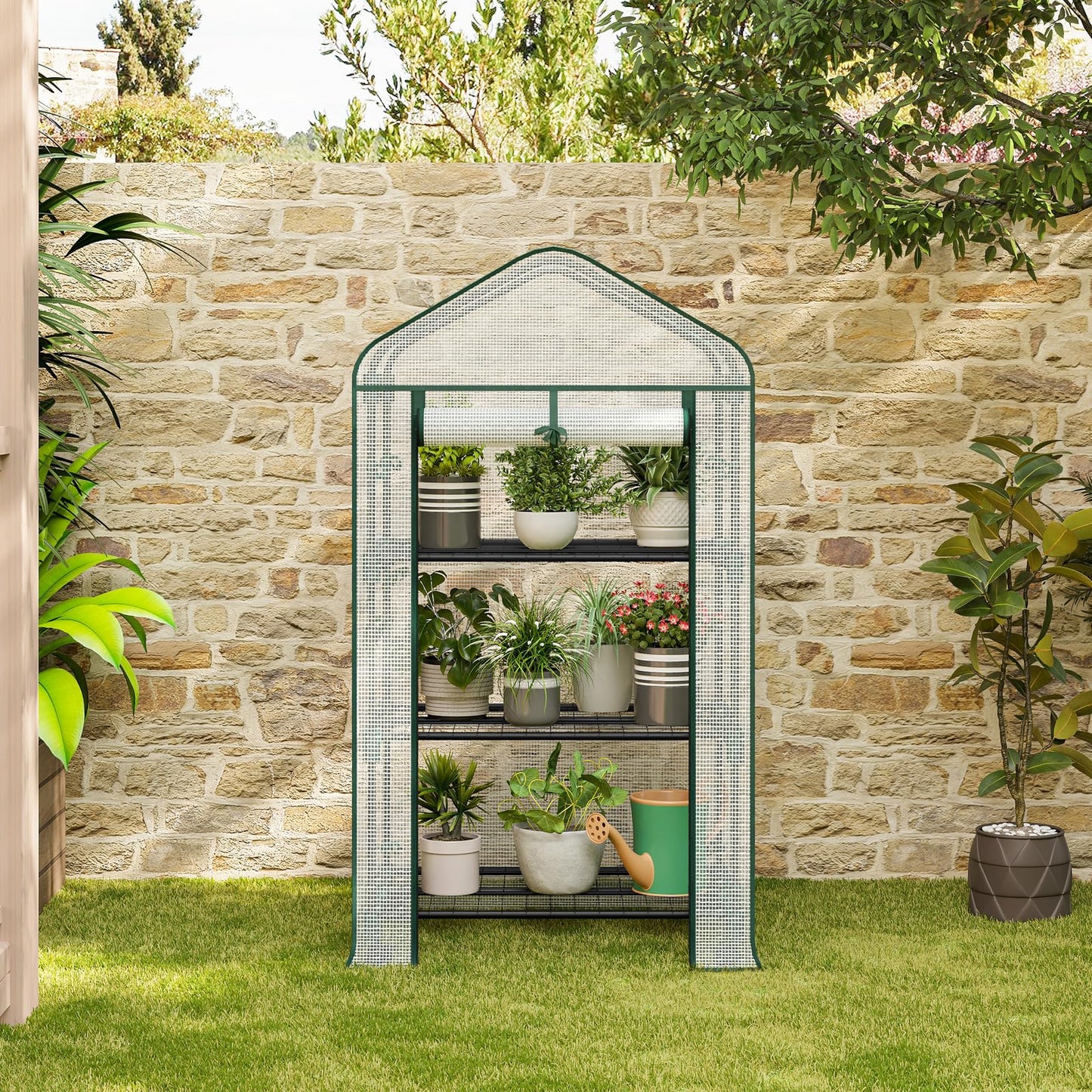 Woltu Foliekas - Op Wielen - 3 Schappen - 70x50x131 cm - Semi Transparant Wit