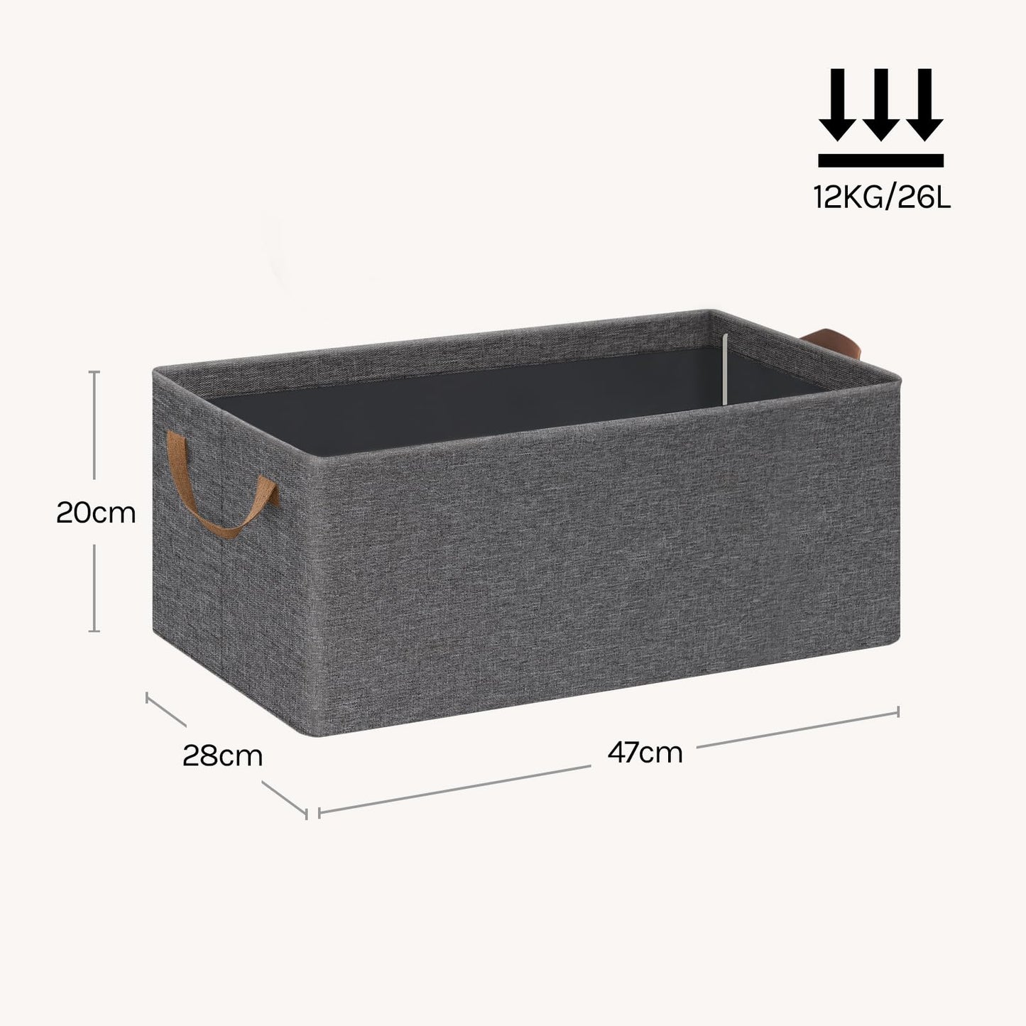 Woltu Opbergboxen - Set Van 5 - Handgrepen - Opvouwbaar - 47x20x28 cm - Grijs
