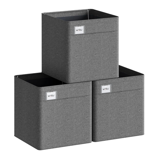 Woltu Opbergboxen - 3Stuks - 29x29x29cm - Opvouwbaar - Donkergrijs