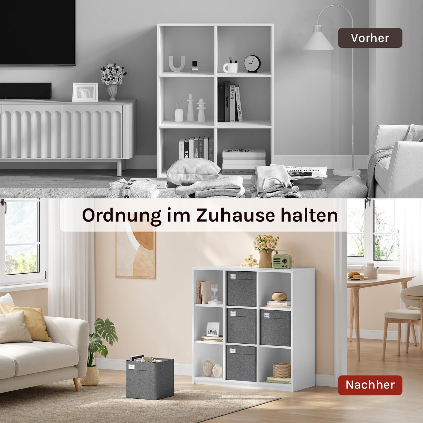 Woltu Opbergboxen - 3Stuks - 29x29x29cm - Opvouwbaar - Donkergrijs