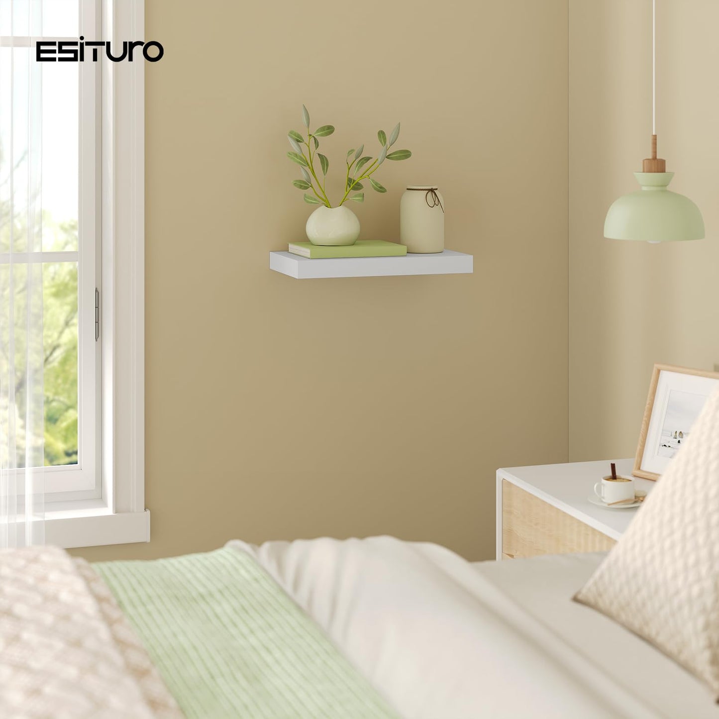 Esituro Wandplank - 30x3,8x22,9cm - Zwevend - MDF - Wit