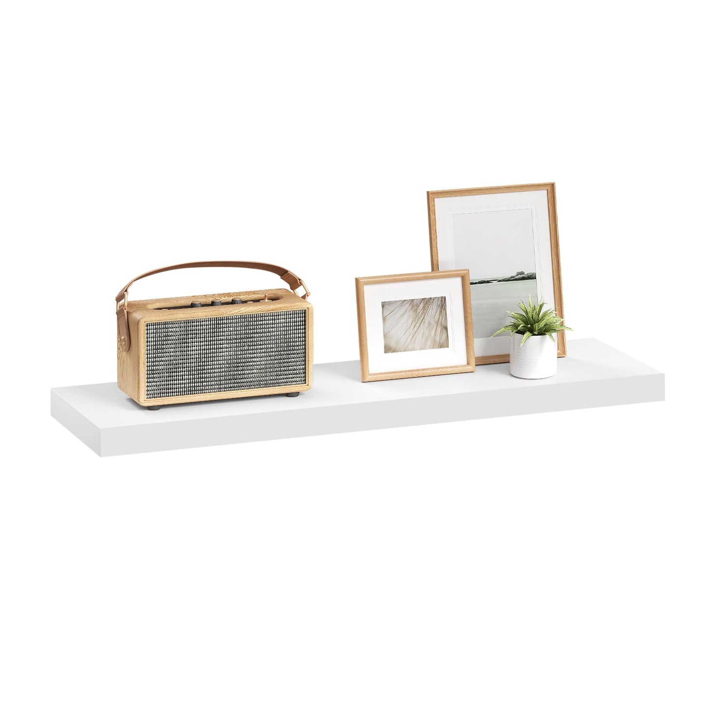 Esituro Wandplank - 70x23x3,8cm - Zwevend - Hout - Wit