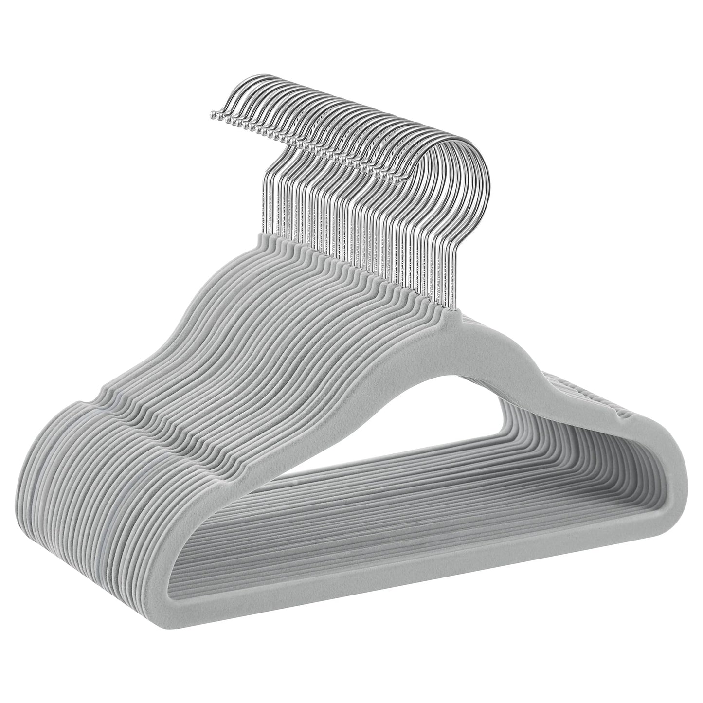 Songmics Kinderkledinghangers - 30Stuks - Fluweel - Anti-slip - Duifgrijs