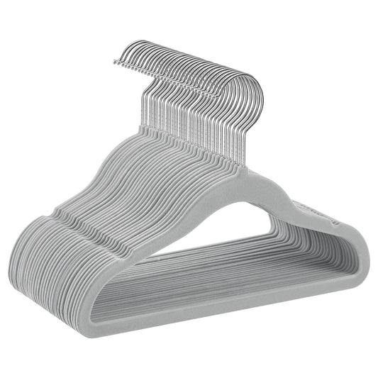 Songmics Kinderkledinghangers - 30Stuks - Fluweel - Anti-slip - Duifgrijs