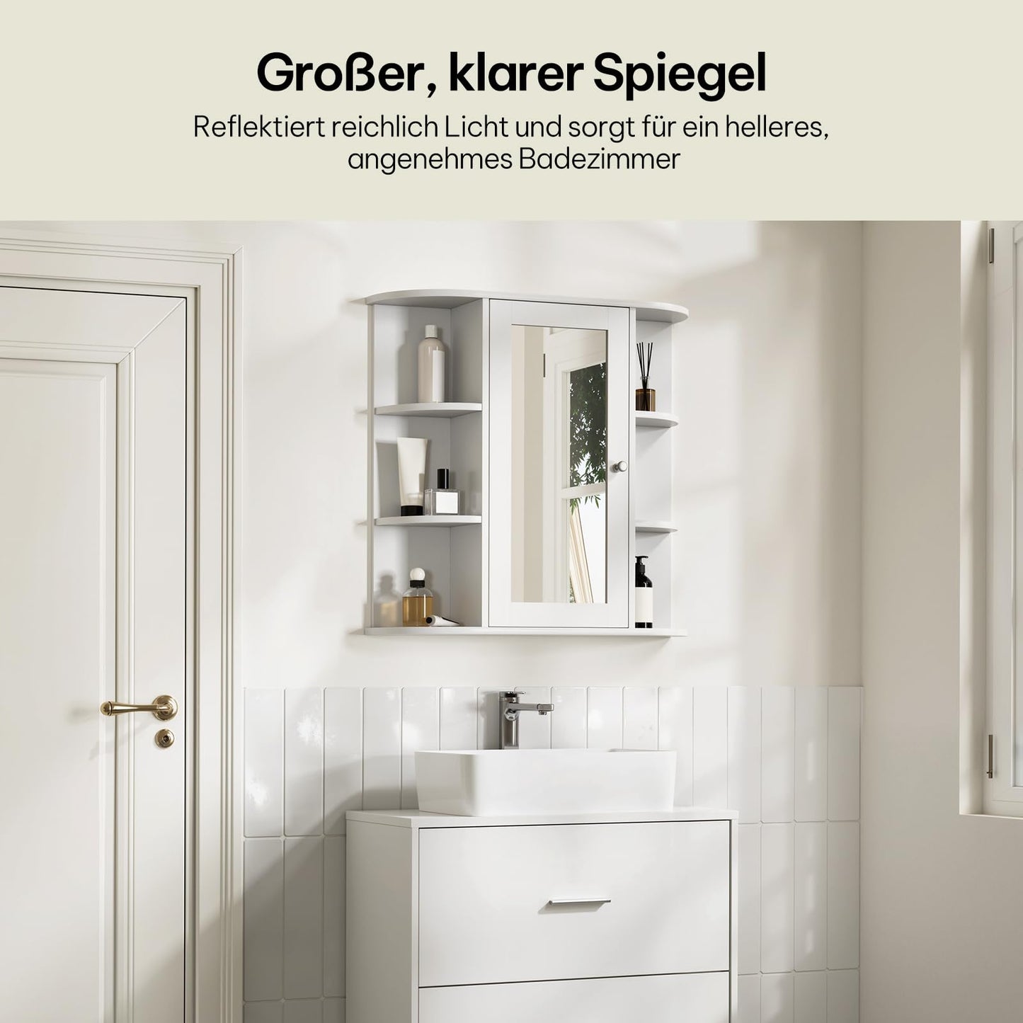 Esituro Spiegelkast - 60x58x16cm - Wandkast - MDF - Wit