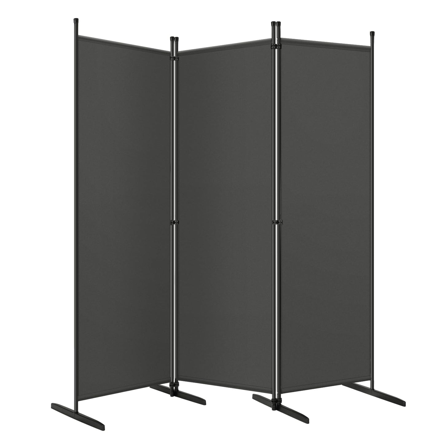 Woltu Kamerscherm - 3 Panelen - 167x177cm - Polyester/Metaal - Donkergrijs