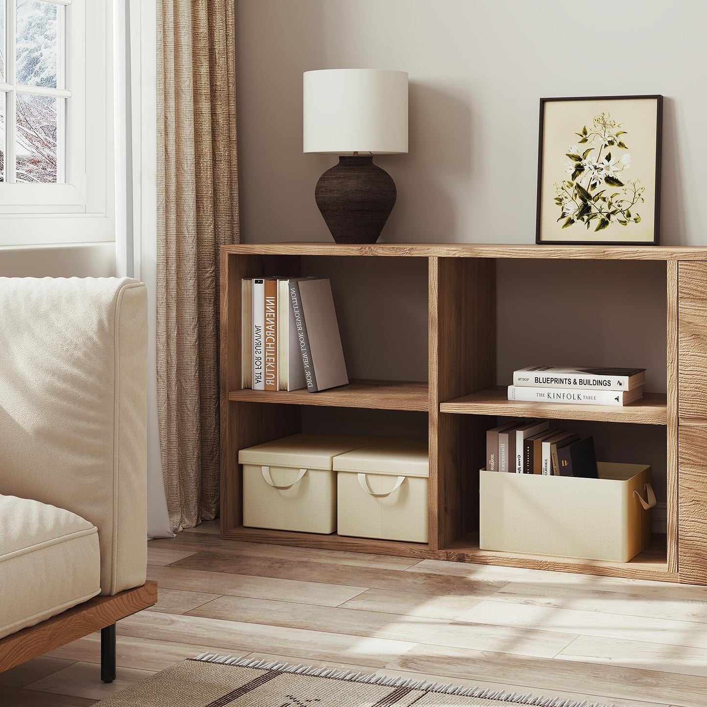 WOLTU Opbergbox - Deksel - Inklapbaar - Handgrepen - 3Stuks - 48x29x20cm - Crème