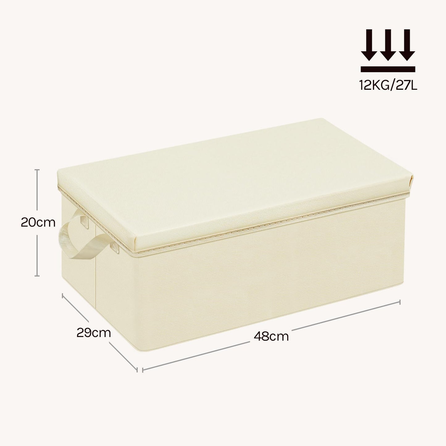 WOLTU Opbergbox - Deksel - Inklapbaar - Handgrepen - 3Stuks - 48x29x20cm - Crème