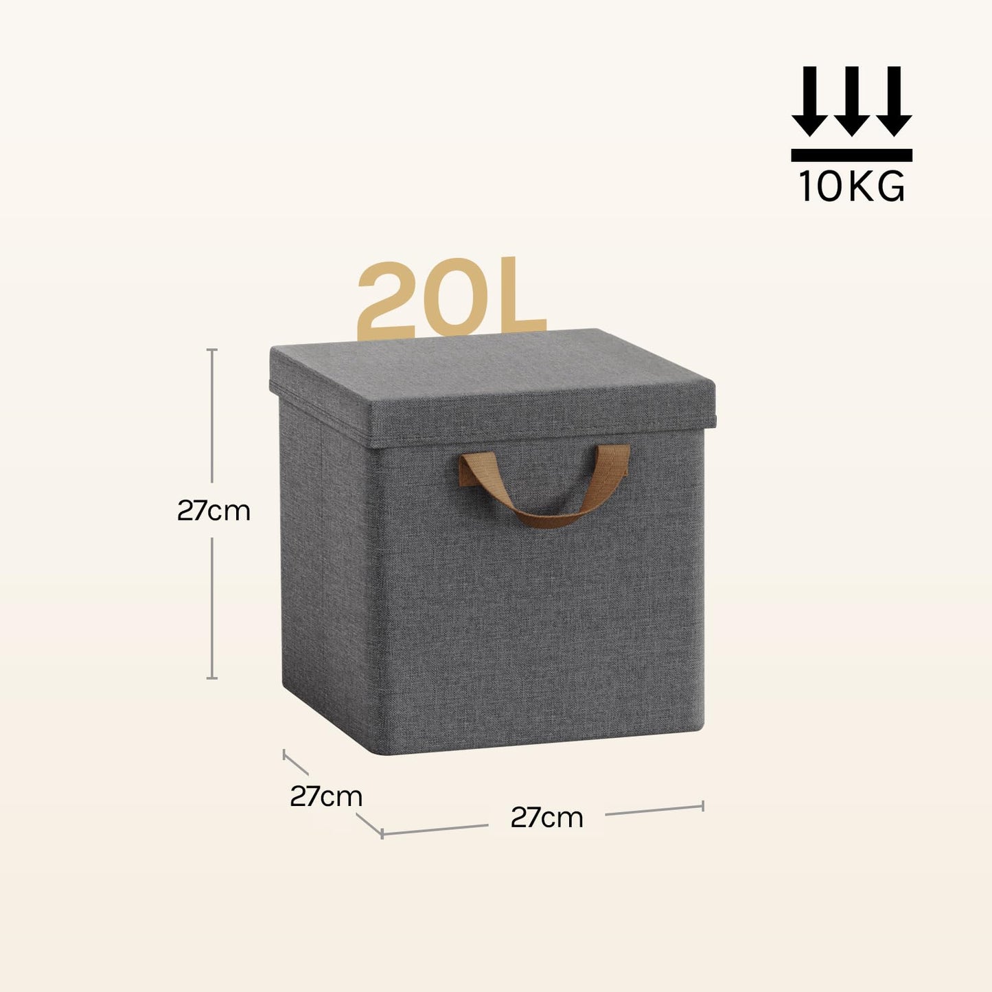 Woltu Opbergboxen Set - 3 Stuks - 27x27x27cm - Opvouwbaar - Grijs