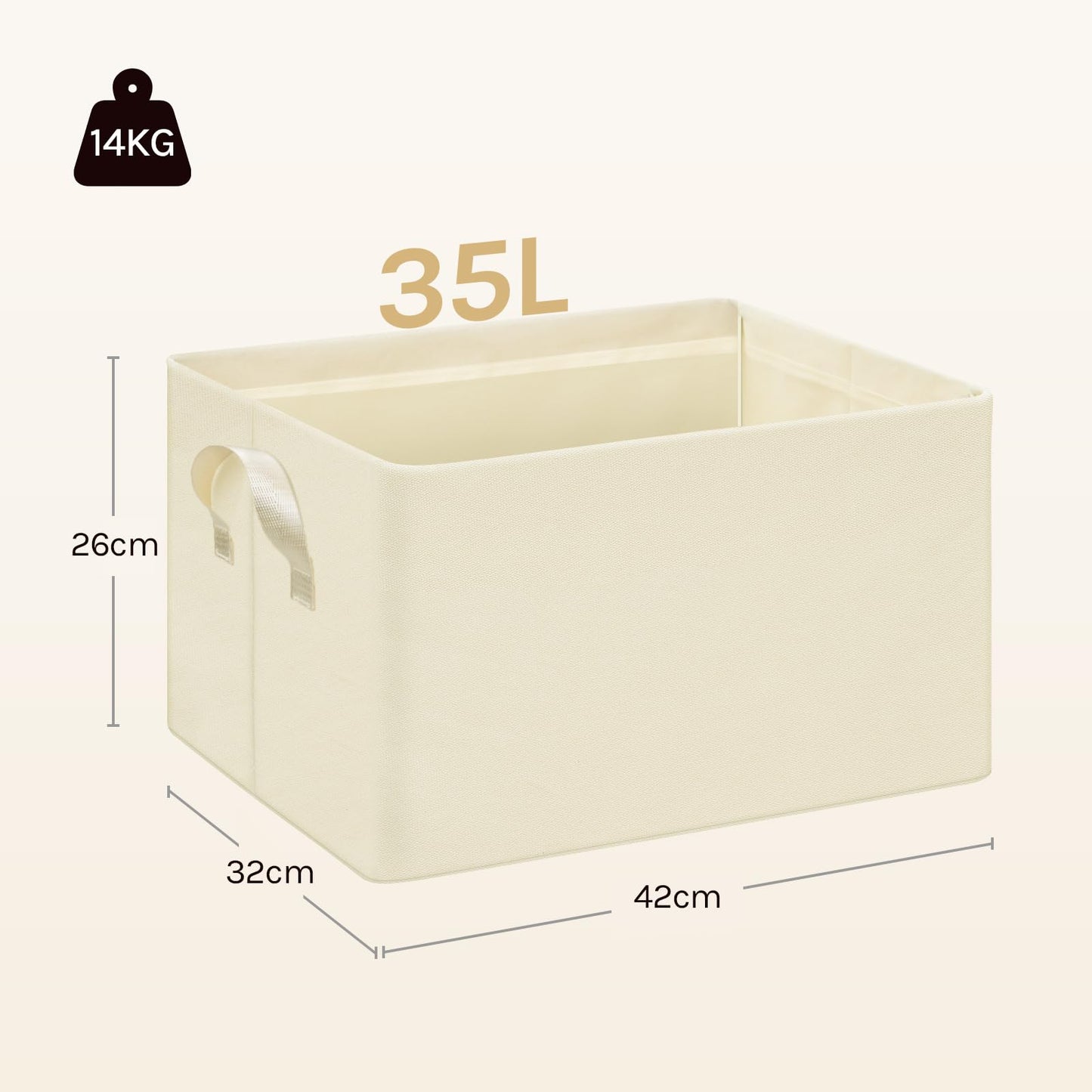 Woltu Opbergboxen Set - 3 Stuks - 42x26x32cm - Opvouwbaar - Crème