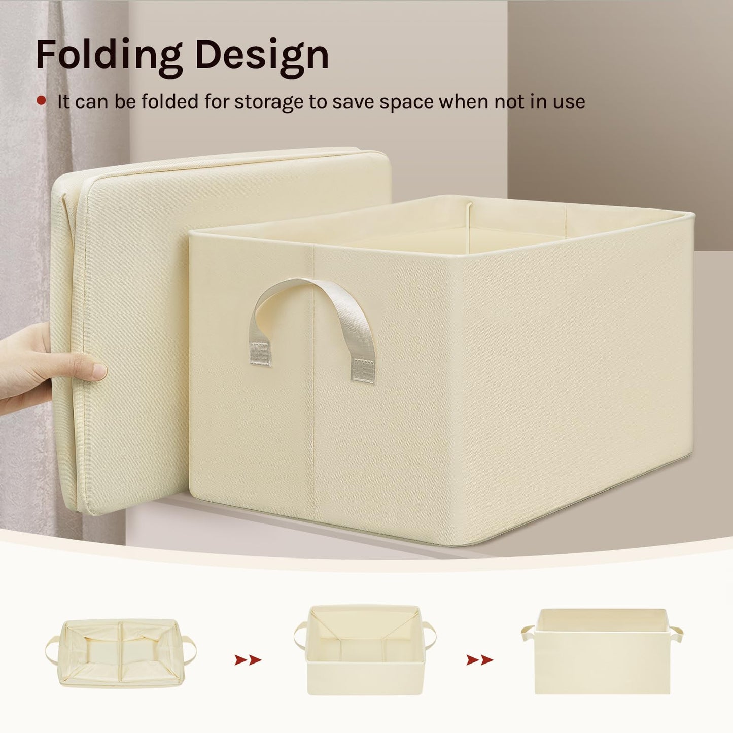 Woltu Opbergboxen Set - 3 Stuks - 42x26x32cm - Opvouwbaar - Crème