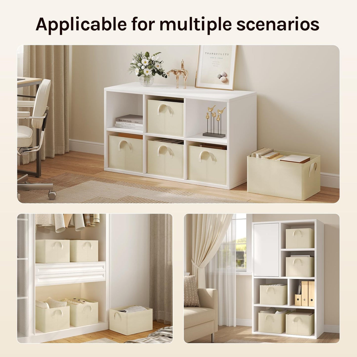 Woltu Opbergboxen Set - 3 Stuks - 42x26x32cm - Opvouwbaar - Crème