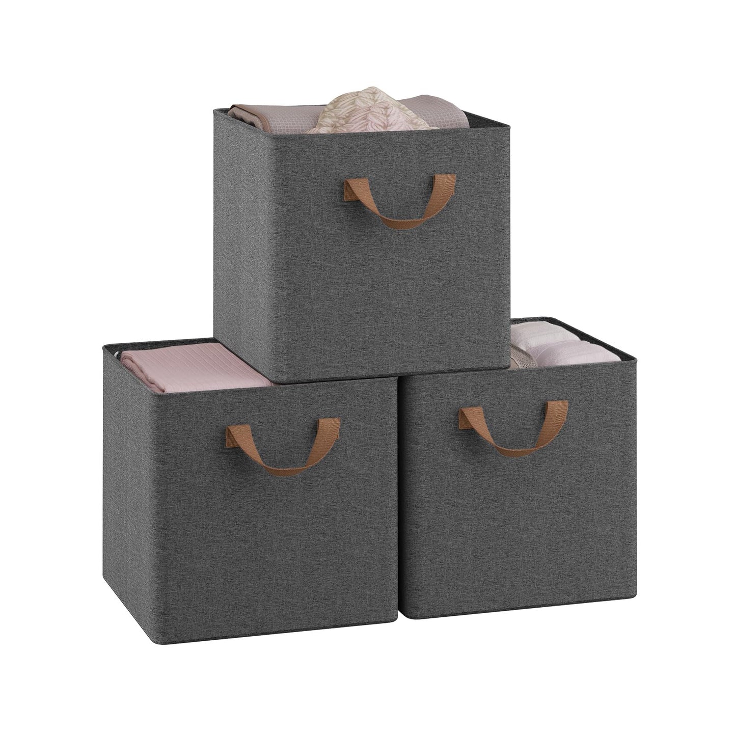 Woltu Opbergboxen Set - 3 Stuks - 29x29x28cm - Opvouwbaar - Grijs