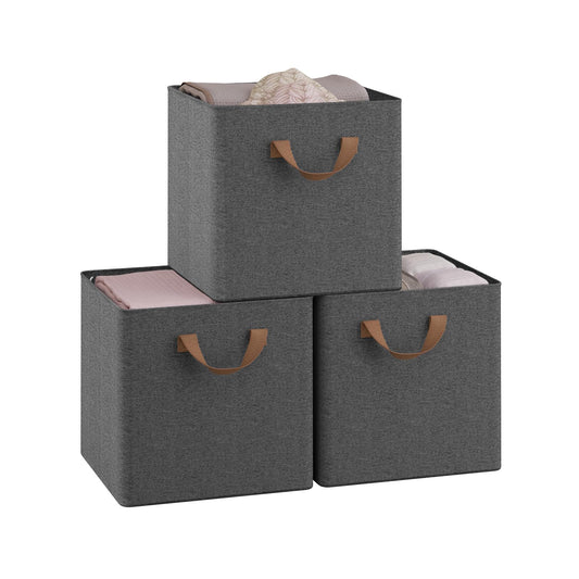 Woltu Opbergboxen Set - 3 Stuks - 29x29x28cm - Opvouwbaar - Grijs