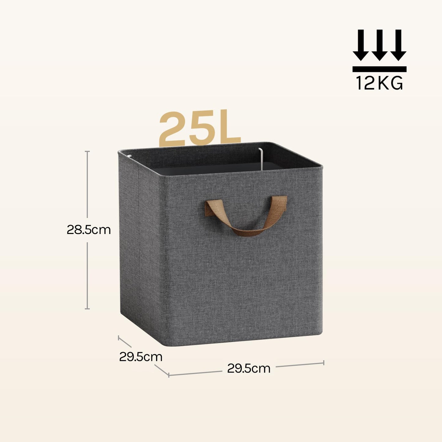 Woltu Opbergboxen Set - 3 Stuks - 29x29x28cm - Opvouwbaar - Grijs
