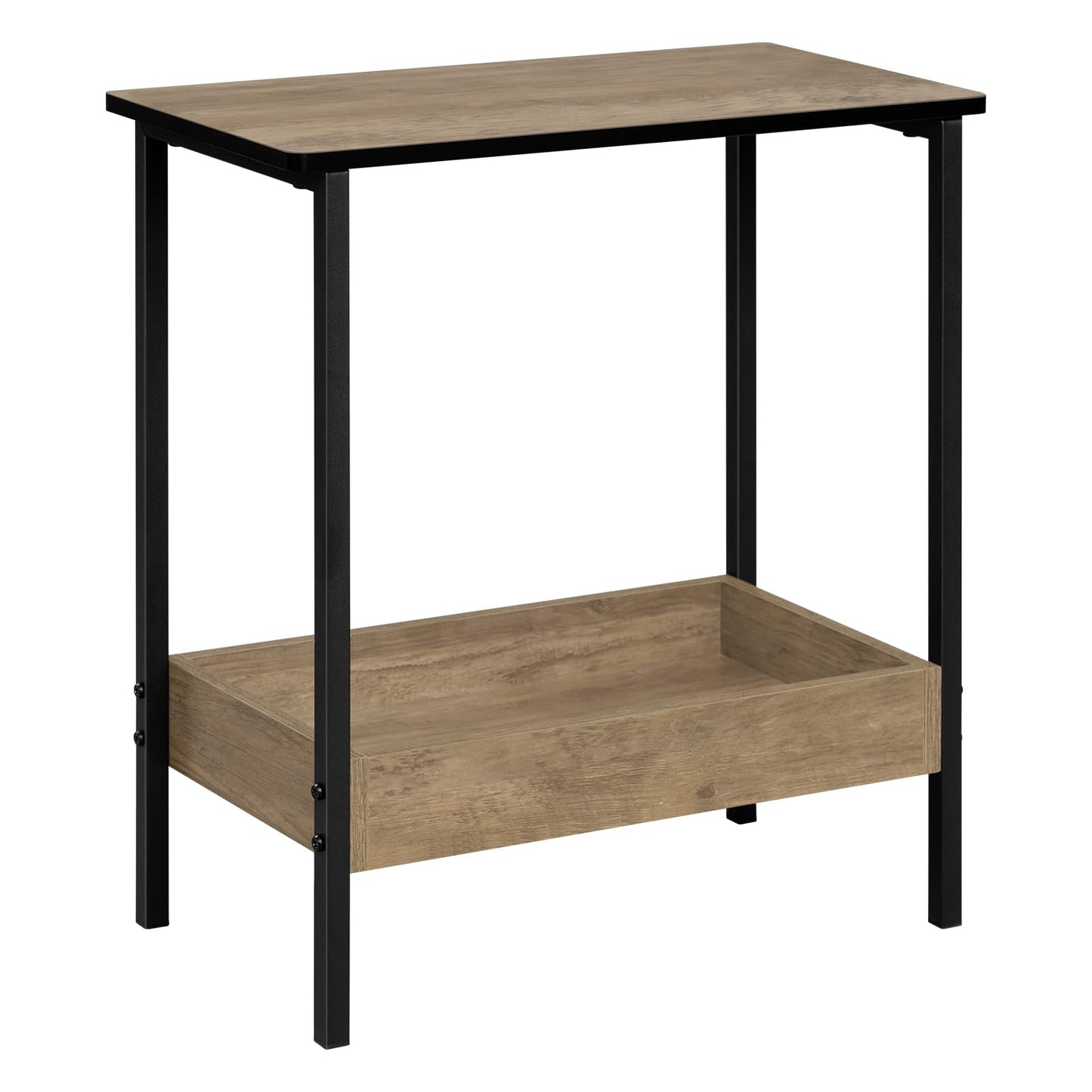 Woltu Bijzettafel - 50x55x25cm - 2 Planken - Zwart/Grijs Houtlook