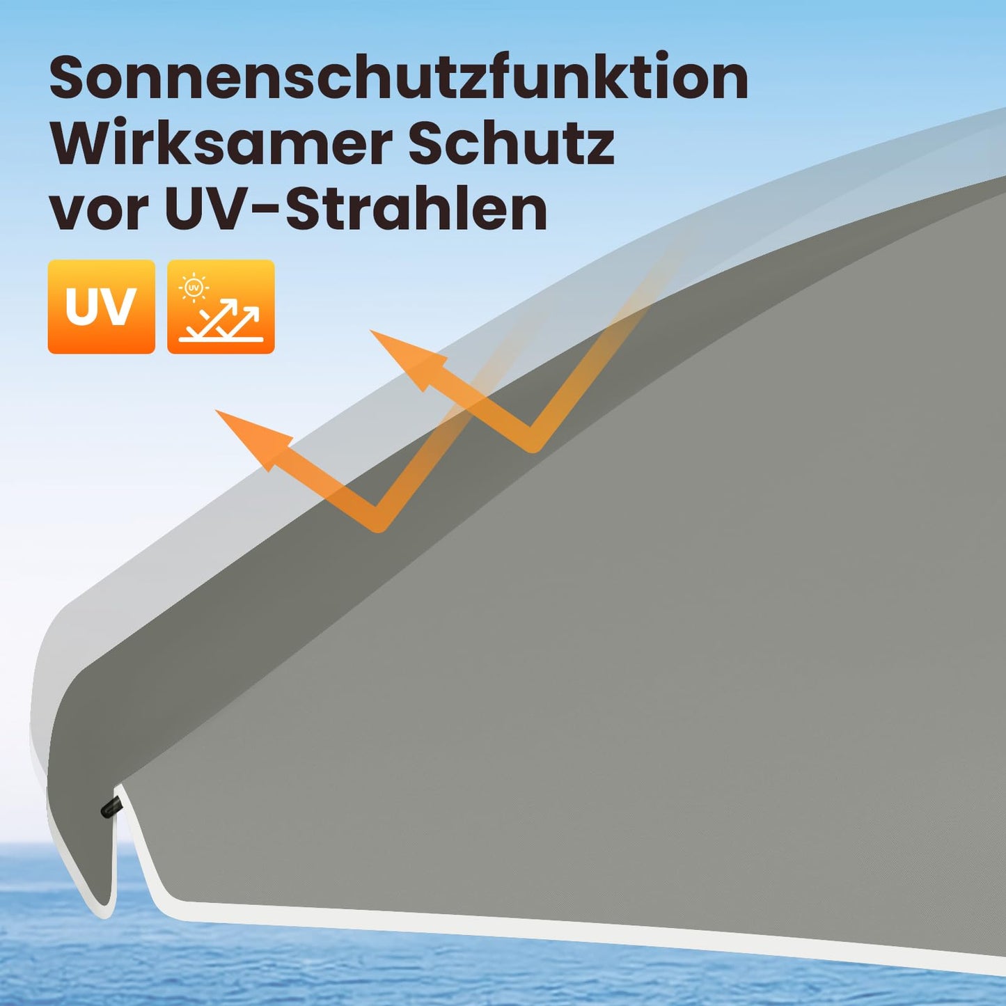 Woltu Parasol - 135cm - Rond - Balkon/Strand - Kantelbaar - Donkergrijs