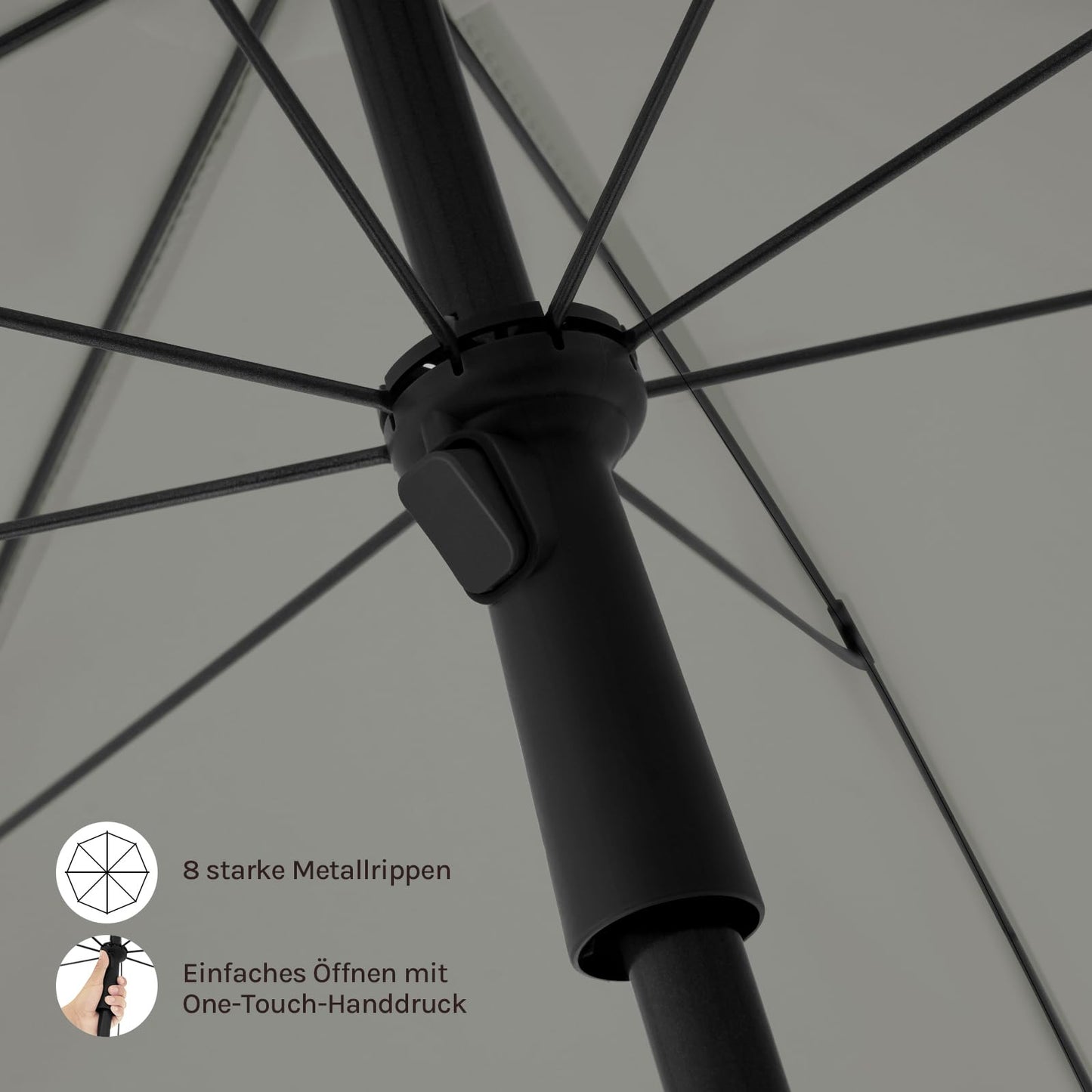 Woltu Parasol - 135cm - Rond - Balkon/Strand - Kantelbaar - Donkergrijs