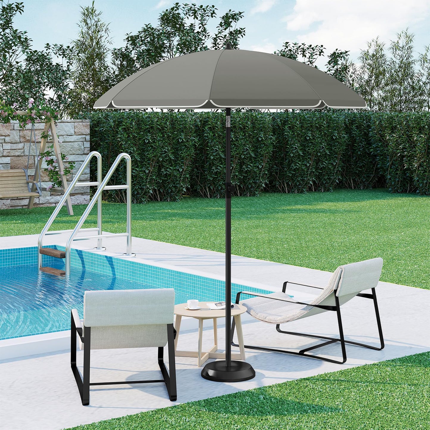 Woltu Parasol - 175cm - Rond - Verstelbaar - UV-bestendig - Donkergrijs