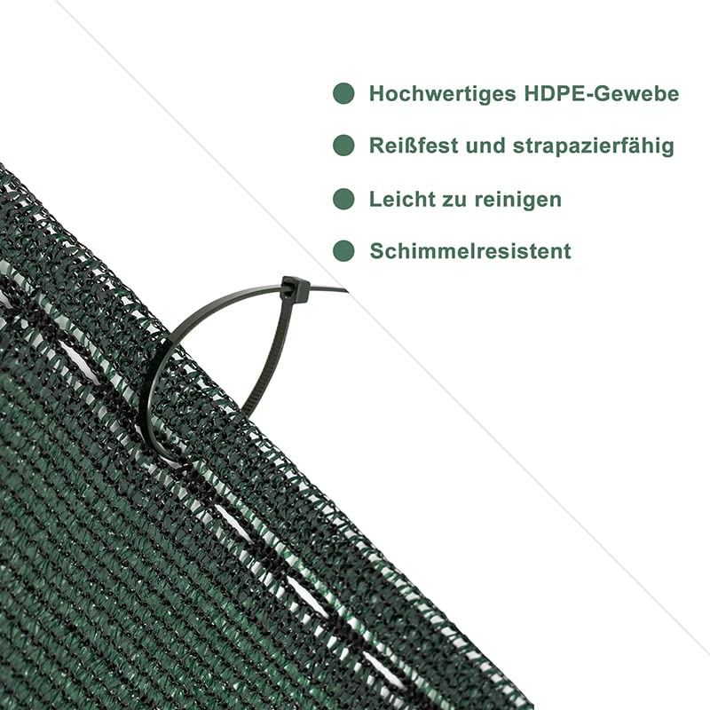WOLTU schermdoek 1,5 x 25 m - HDPE 150 g/m2 - privacy en schaduwdoek 85% - groen
