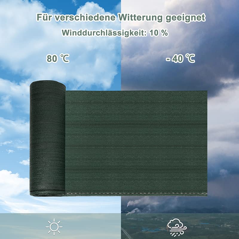 WOLTU schermdoek 1,5 x 25 m - HDPE 150 g/m2 - privacy en schaduwdoek 85% - groen