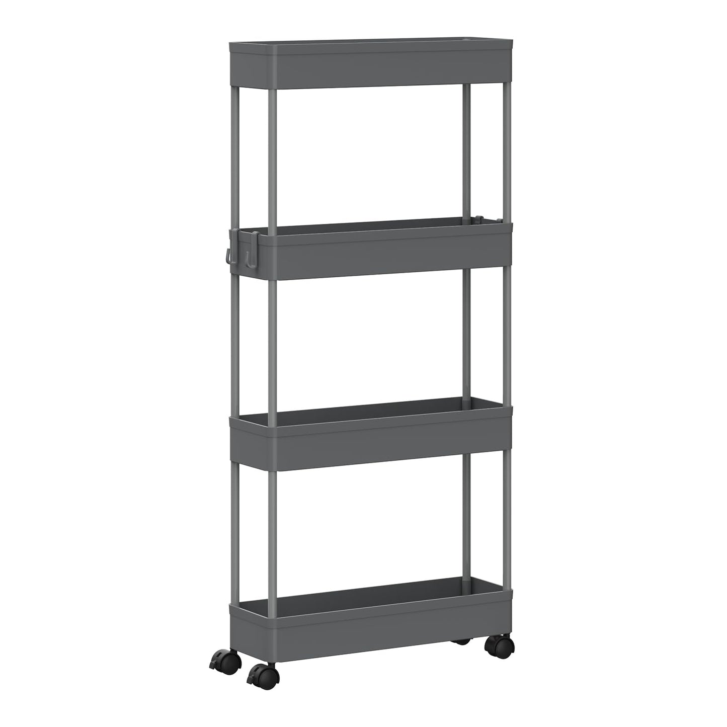 Klihome serveerwagen - keukentrolley met 4 lagen - op wielen - grijs - 39 x 83,5 x 12,5 cm