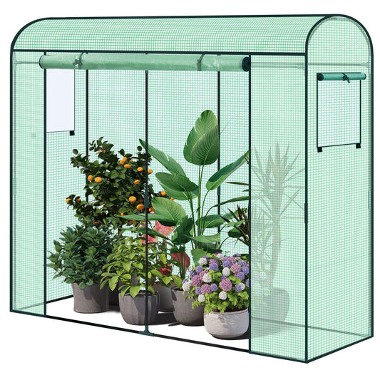 WOLTU tunnelkas - PE kas - winterbestendig - met deur en 2 ramen - stalen buis frame - 200 x 170 x 68 cm - groen