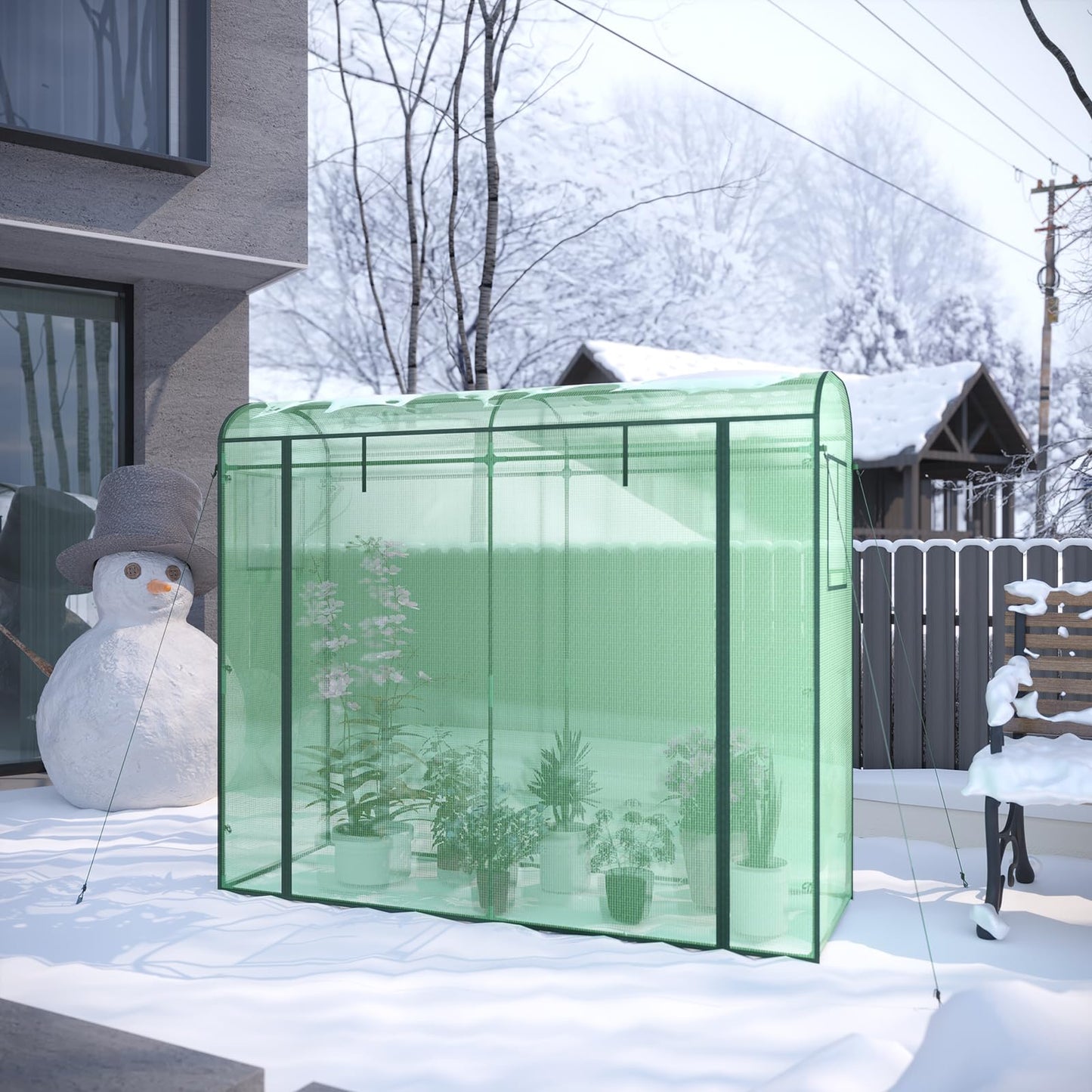 WOLTU tunnelkas - PE kas - winterbestendig - met deur en 2 ramen - stalen buis frame - 200 x 170 x 68 cm - groen