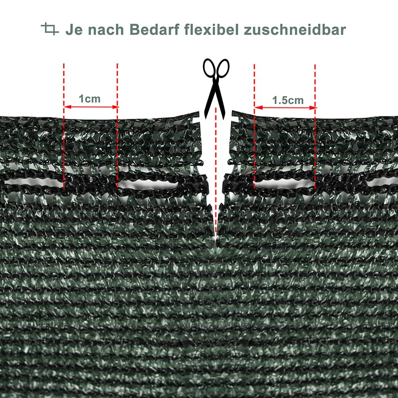 WOLTU schermdoek 1,5 x 25 m - HDPE 150 g/m2 - privacy en schaduwdoek 85% - groen