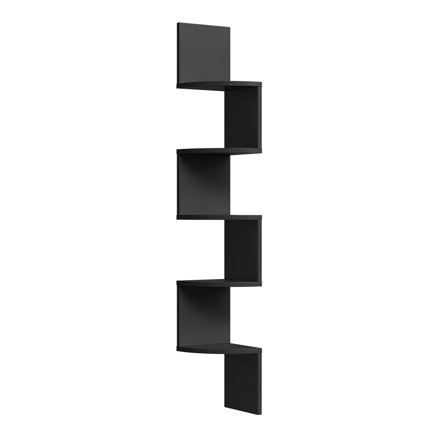WOLTU hoek wandplank - zwarte zigzag wandplank - 5 niveaus - 19,5 x 19,5 x 123 cm