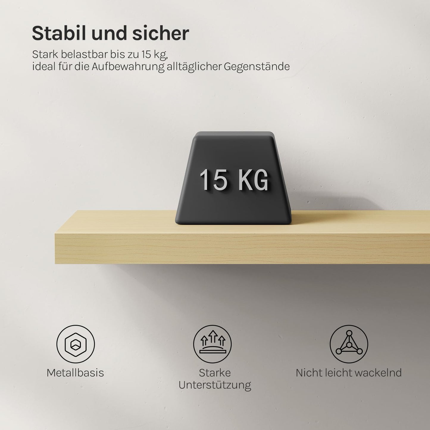 WOLTU RG9372kei wandplank - MDF hout met PVC fineer - geel eiken - 40 x 22,9 x 3,8 cm