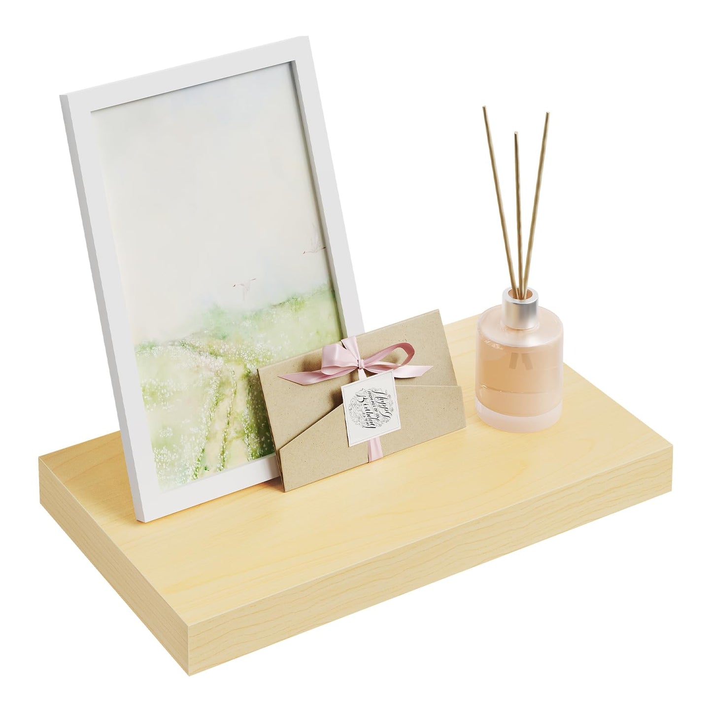 WOLTU RG9372kei wandplank - MDF hout met PVC fineer - geel eiken - 40 x 22,9 x 3,8 cm