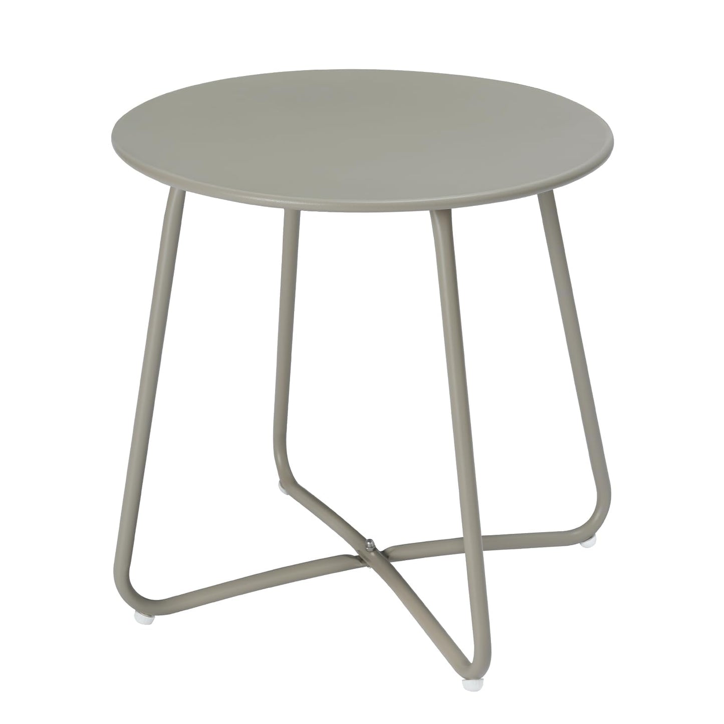 eSituro ronde bijzettafel - metalen balkon en tuin tafel - grijs - diameter 45 cm - verstelbare voetdopjes