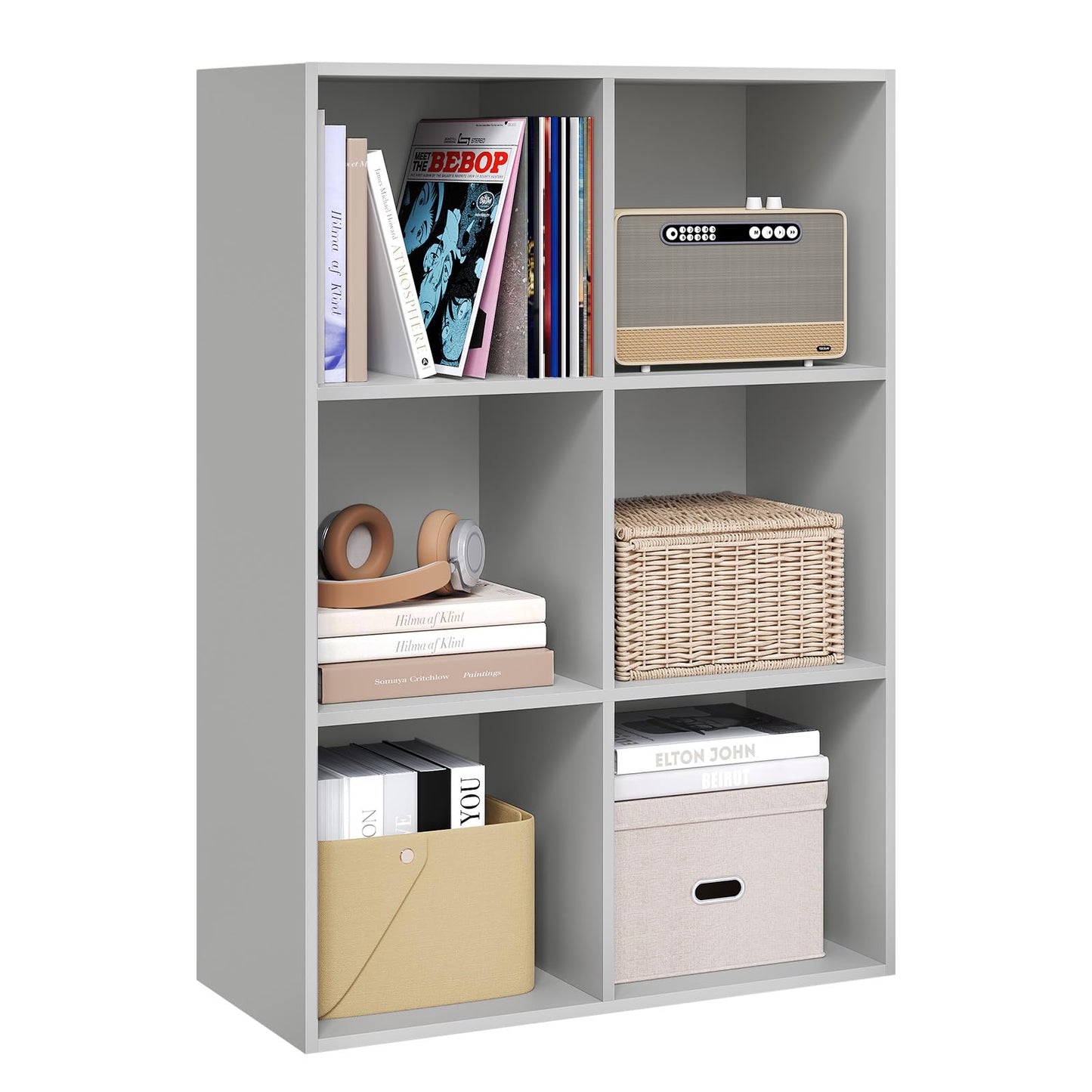 WOLTU boekenkast - kubus vakkenkast - 6 vakken - grijs - 60 x 89 x 29 cm