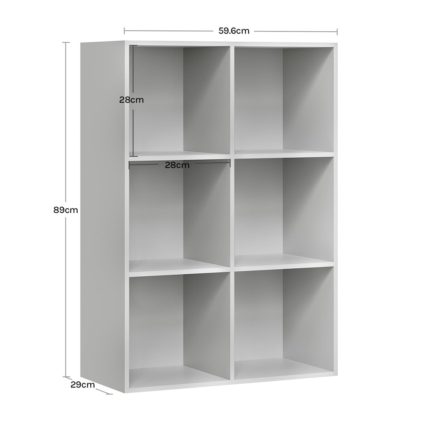 WOLTU boekenkast - kubus vakkenkast - 6 vakken - grijs - 60 x 89 x 29 cm