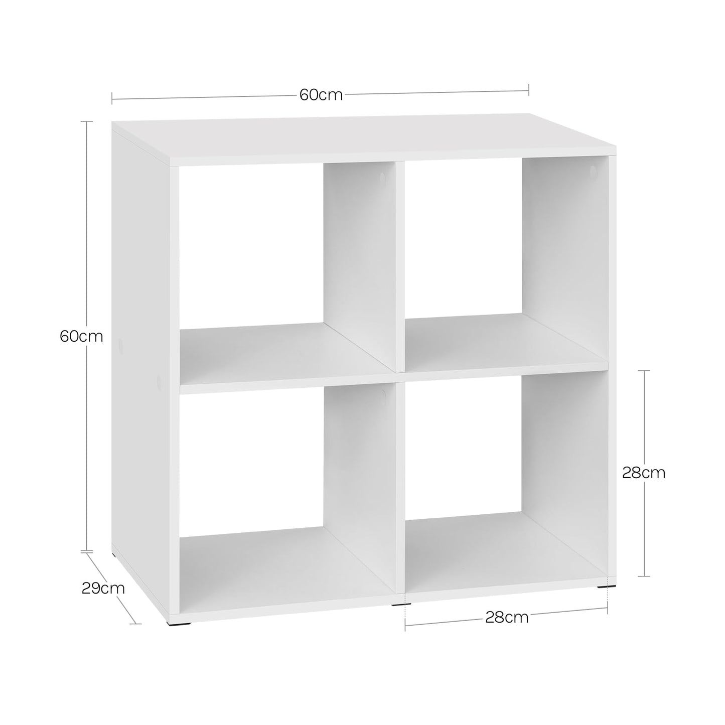 WOLTU SK053ws boekenkast kubuskast - 4 open vakken - wit licht eiken - 60 x 60 x 29 cm