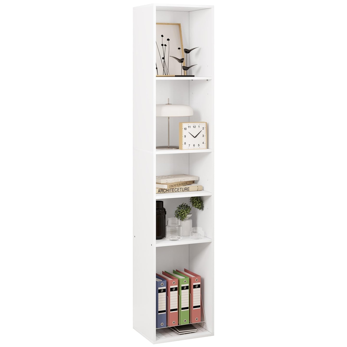 WOLTU SK034ws boekenkast - open kubuskast met 5 vakken - wit - 30 x 151 x 26 cm