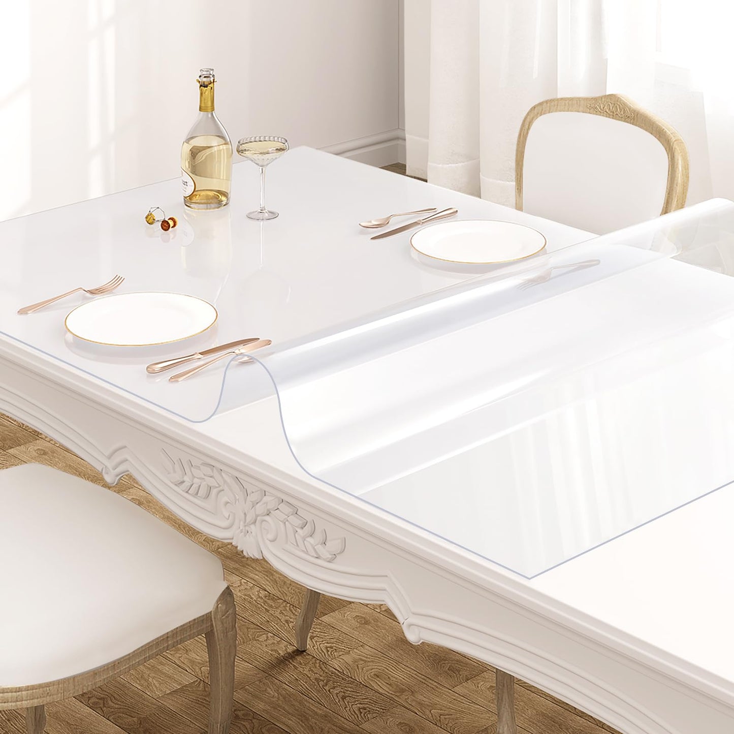 WOLTU transparante tafelbeschermfolie - PVC hoogglans - 1 mm dik - 100 x 180 cm
