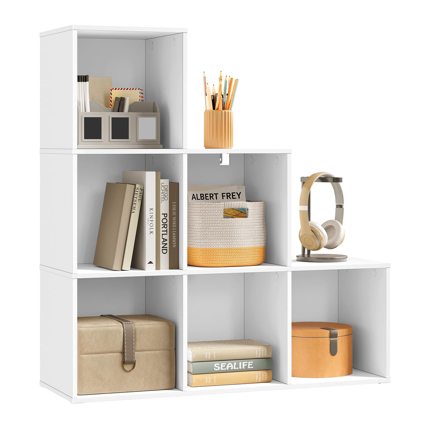 WOLTU SK061ws vakkenkast boekenkast - 6 vakken - wit - 90,5 x 90,5 x 30 cm