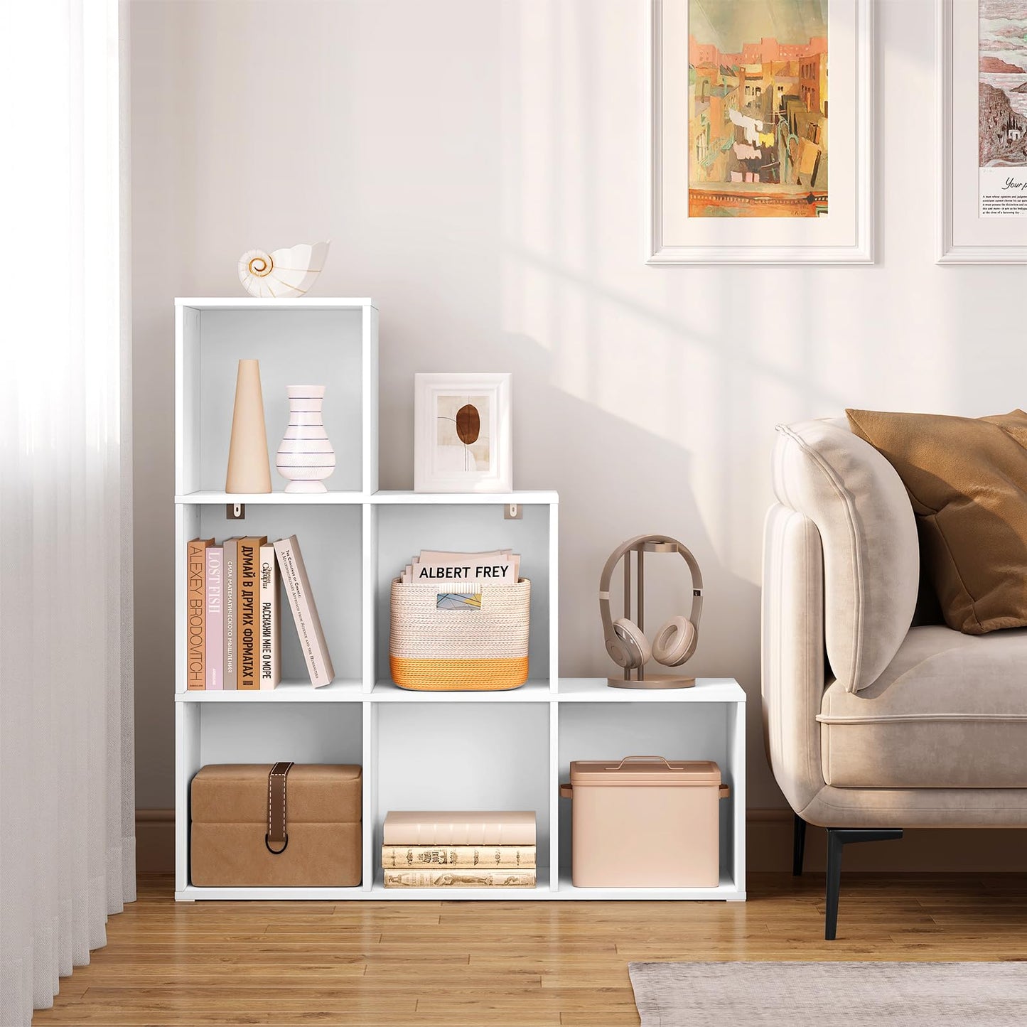 WOLTU SK061ws vakkenkast boekenkast - 6 vakken - wit - 90,5 x 90,5 x 30 cm