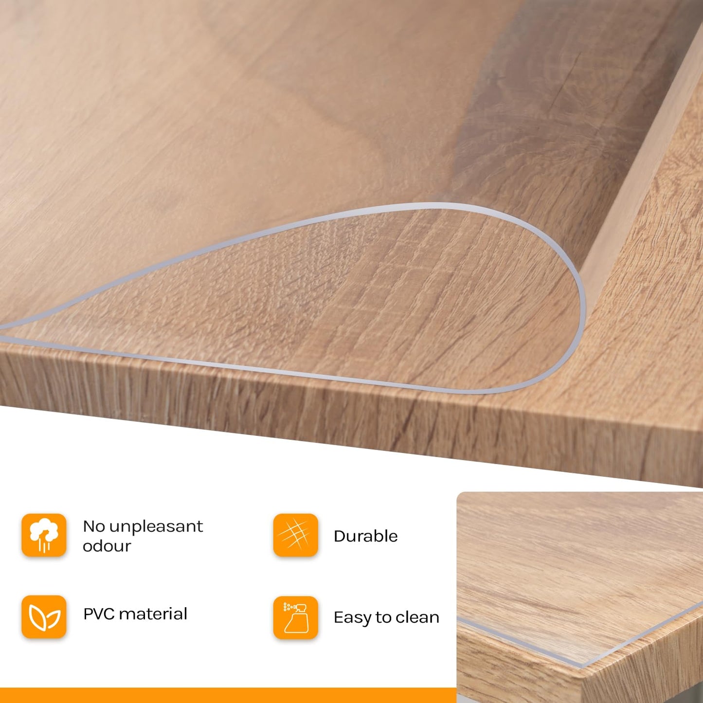 WOLTU transparante tafelbeschermfolie - PVC hoogglans - 1 mm dik - 100 x 180 cm