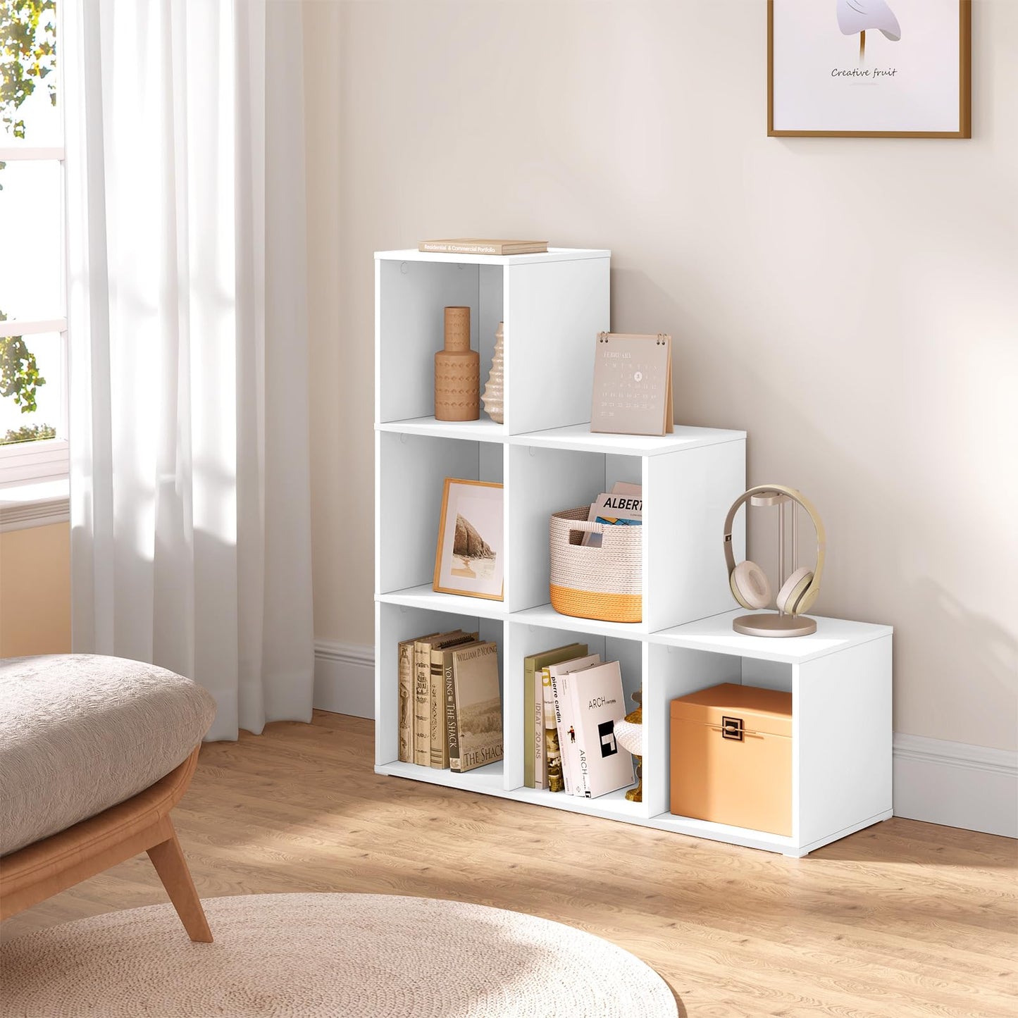 WOLTU SK061ws vakkenkast boekenkast - 6 vakken - wit - 90,5 x 90,5 x 30 cm