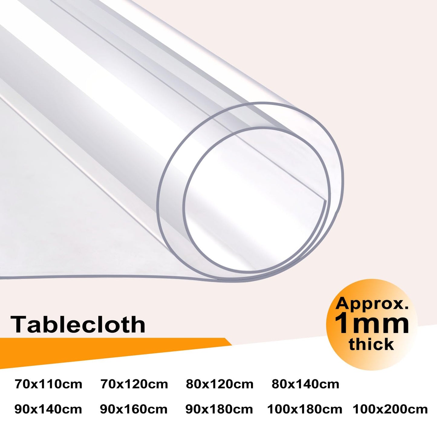 WOLTU transparante tafelbeschermfolie - PVC hoogglans - 1 mm dik - 100 x 180 cm
