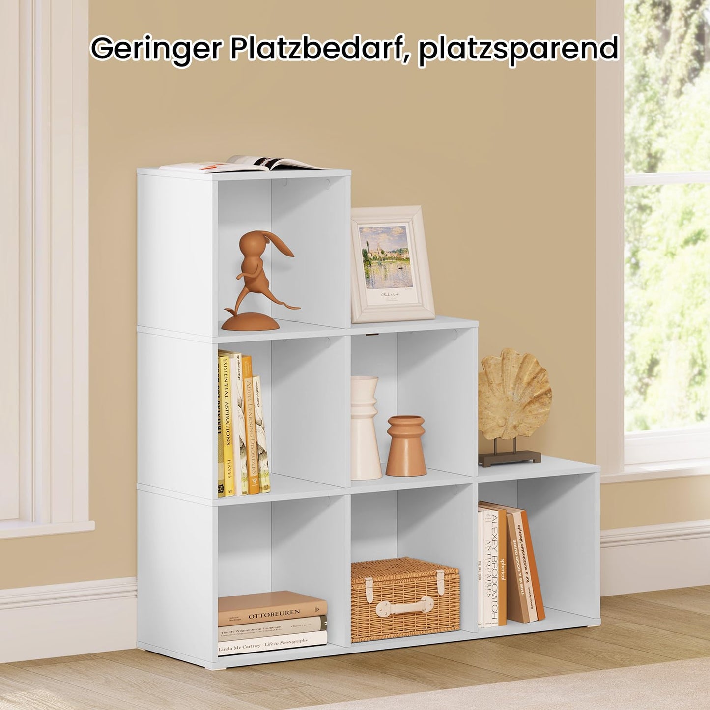 WOLTU SK061ws vakkenkast boekenkast - 6 vakken - wit - 90,5 x 90,5 x 30 cm