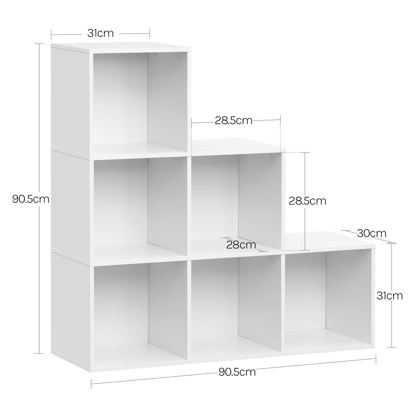 WOLTU SK061ws vakkenkast boekenkast - 6 vakken - wit - 90,5 x 90,5 x 30 cm