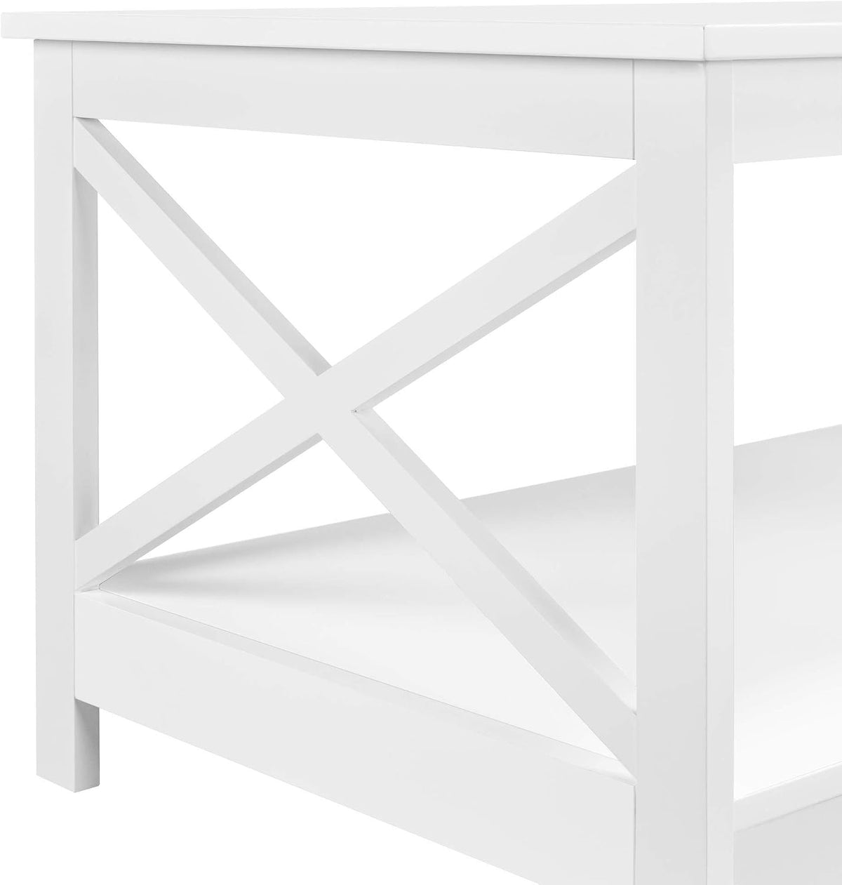 Salontafel met 2 Legplanken en X-Vormig Frame 100 × 50 × 45 cm Wit